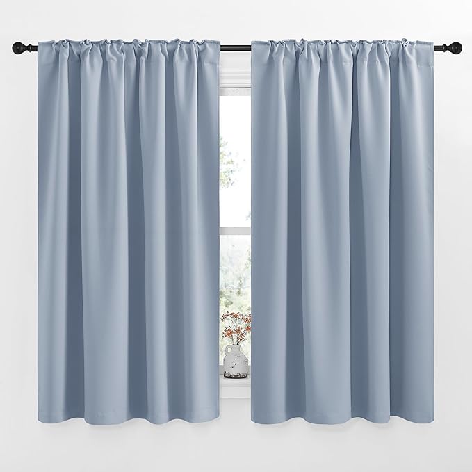 NICETOWN Blackout Curtains Window Drapes - (Vintage Blue Color) 52 inches W by 54 inches L, Set of 2, Blackout Curtain Panels for Boy's Nursery - Image 2