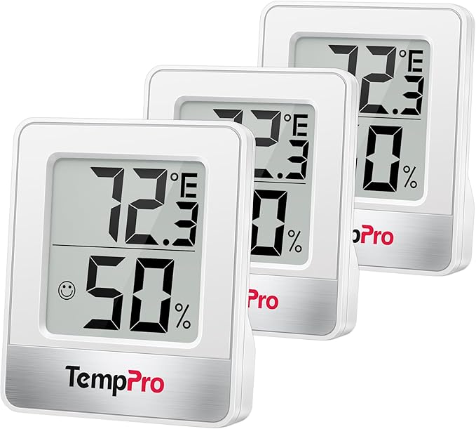 TempPro TP49 3 Pieces Digital Hygrometer Indoor Thermometer Humidity Meter Mini Hygrometer with Temperature and Humidity Monitor Outdoor and Room Thermometer Weather Station (Previously ThermoPro) by ThermoPro