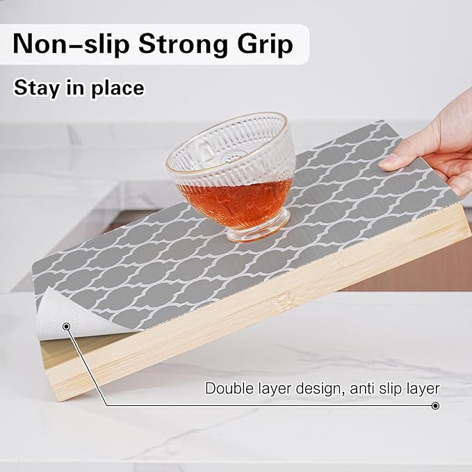 Drawer and Shelf Liner for Kitchen Cabinet,Non-Adhesive Cabinet Liner 18in x 30FT,Waterproof Shelf Paper Non-Slip Mats Cupboard Liners Contact Protect Dresser/Shelves/Table-Grey Lantern - Image 2