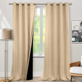 BGment 100% Blackout Curtains 108 Inch Long 2 Panles Set, Thermal Insulated Total Light Locking Soundproof Grommet Curtains & Drapes for Living Room with Black Liner, 52 Inch Wide Each, Beige by BGment