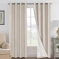 H.VERSAILTEX Linen 100% Blackout Curtains for Bedroom Full Light Blocking Curtains, Textured Window Curtain for Living Room 84 inch Grommet, Energy Efficient Curtains White Liner(2 Panels, Natural) by HVERSAILTEX