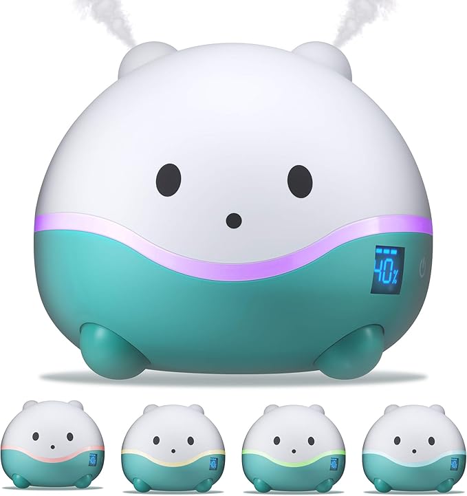 LittleHippo WISPI 3-in-1 Humidifier, Diffuser & Night Light for Baby/Kids - 3 Mist Strength, 7 LED Color Changing Lights, Essential Oil Tray for Aromatherapy - Cute Humidifiers for Bedroom/Nursery by LittleHippo
