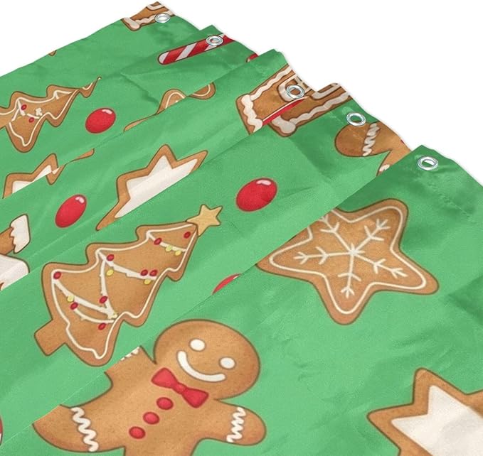 Christmas Gingerbread Brown Shower Curtain Liner 72×72 inch for Bathroom Curtain Anti Mold Shower Curtain with Hooks Bathroom Accessories - Image 3