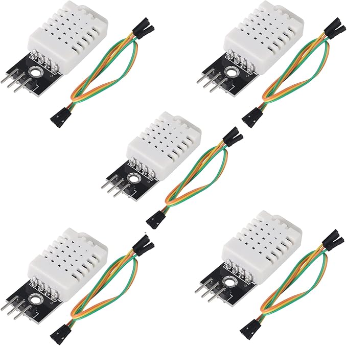 DIANN 5pcs DHT22/AM2302 Temperature and Humidity Sensor Module Temp Humidity Monitor 3Pins Module with Cable for DIY Electronic Practice by DIANN