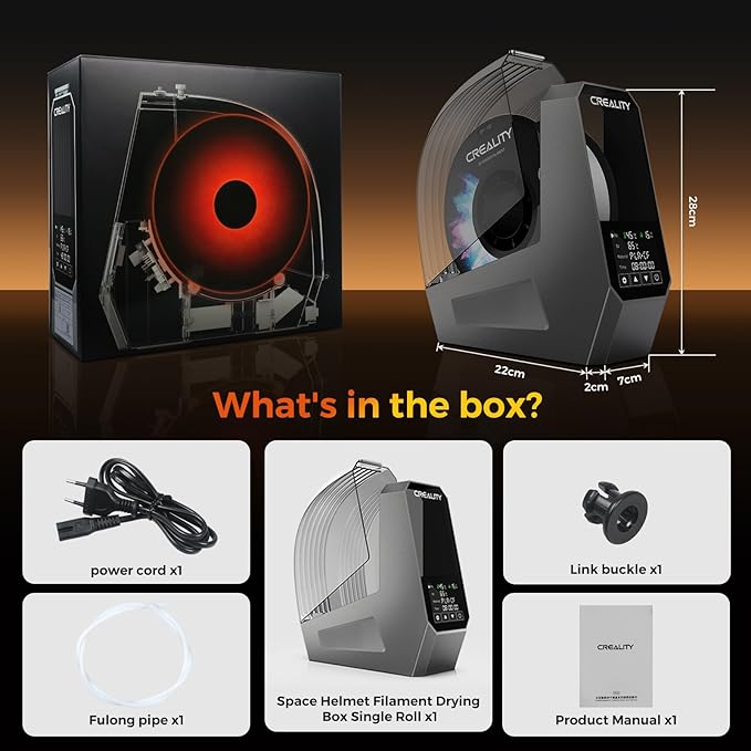 Creality Filament Dryer, Space Pi Filament Storage Box -Double 360° Heating with 110W PTC Heater LCD Touch Screen One-Key Set 3D Printer Filament, Dehydrator 1.75/2.85/3mm Support PLA PETG ABS TPU - Image 8
