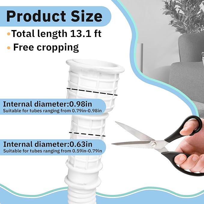 13 Ft Portable Dehumidifier Drain Hose | Universal Replacement Hose Kit with Cuttable Rubber Adapter & Clamp | Flexible 3/4" FHT Leakproof Discharge Hose for Most AC and Dehumidifiers - Image 3