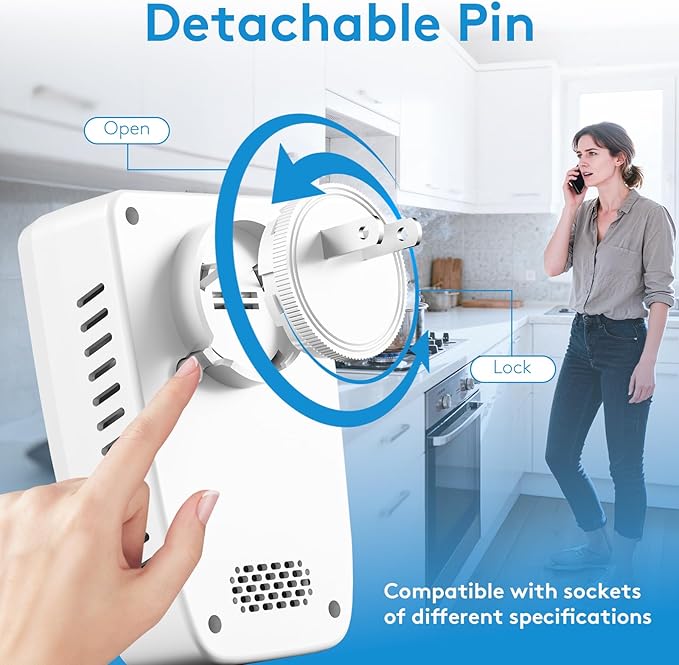 3 Pack 5-in-1 Plug in Carbon Monoxide Detector, Smoke Alarm & Natural Gas Leak Detector with Temperature & Humidity Sensor, Portable Fire Alarm with LCD Display Dual Alarm System for Travel Home - Image 6