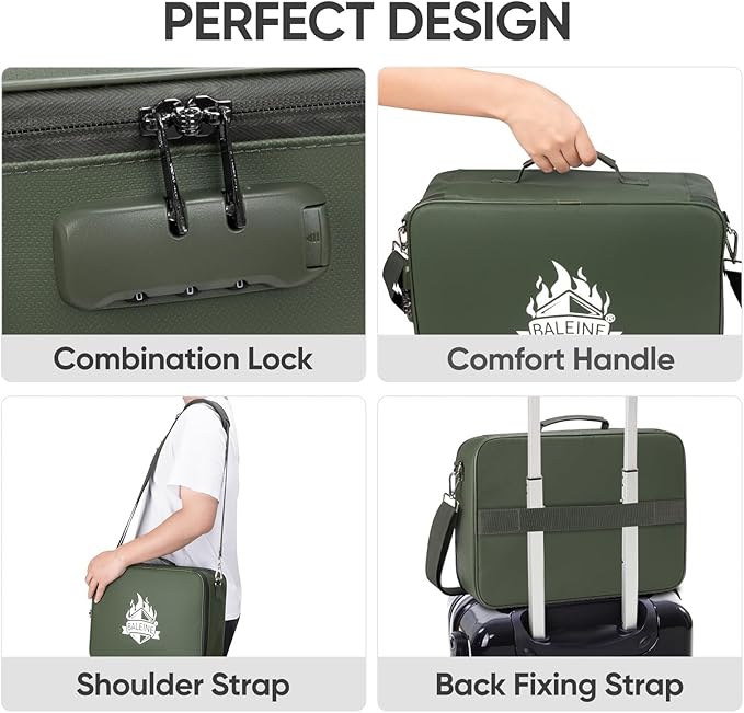 BALEINE Fireproof Document Box with Lock, Portable Fireproof Document Bag Waterproof Fire Proof File Boxes for Documents, File Organizer Box for Important Paperwork (Green, 15''x11''x4'') - Image 4