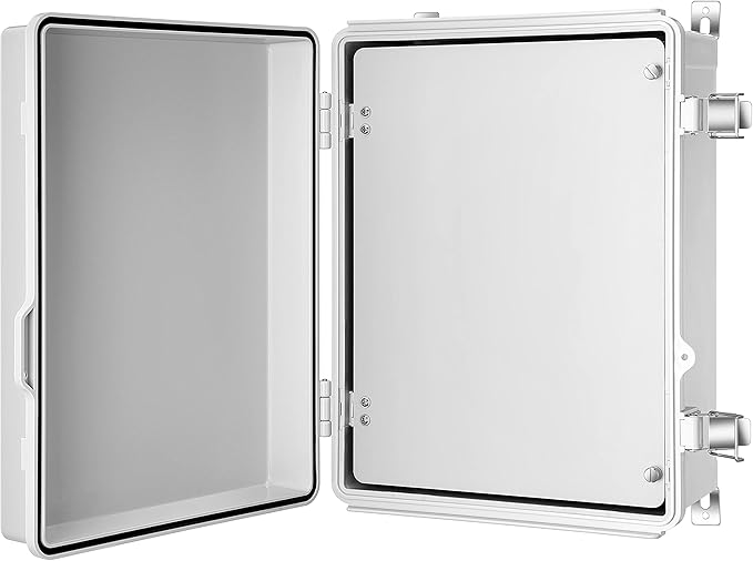 Junction Box, IP67 Waterproof Plastic Enclosure for Electrical Project, Hinged Grey Cover, Includes Mounting Plate and Wall Bracket (Grey Cover with Inner Door, 16.1"x12.2"x7.1") by Gratury