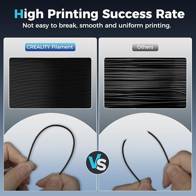 Creality PETG Filament, Hyper 1.75 mm 1 kg PETG: High-Speed 3D Printer Filament 30-600 mm/s, Dimensional Accuracy +/- 0.02 Cardboard Spool (2.2 lbs) for Most FDM 3D Printers,Black - Image 7