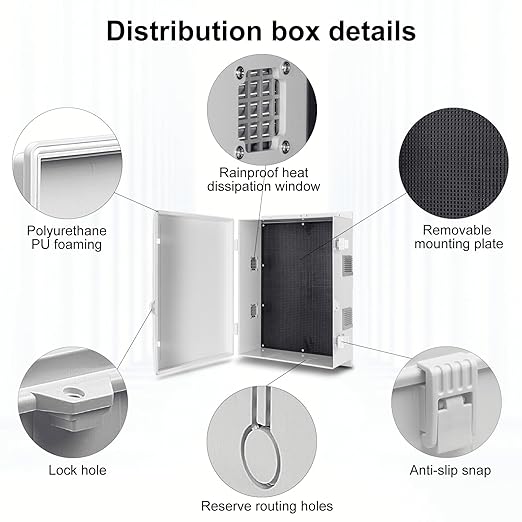 Outdoor Electrical Junction Box, ABS Water Resistant Enclosure with Internal Mounting Panel & Hinged Cover (18.1" H* 12.6" L* 6.3" W) - Image 6