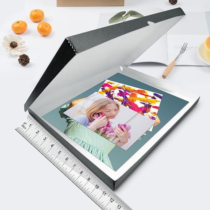 Lineco Archival Folio Storage Boxboard, Acid-Free with Metal Edges Boxboard, 11.5 X 14.5 X 1.75 Inches, Longevity Organize and Store Photos Documents Crafts Cards Magazines Prints DIY, Gray Exterior - Image 3