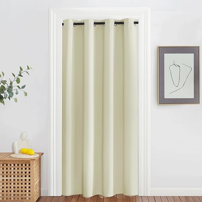 NICETOWN Blackout Bedroom Curtain 78 inches Length - Grommet Sound Reducing Window Treatment Privacy Drape Room Darkening Light Blocking for Living Room (Beige, 1 Panel, W52 x L78) by NICETOWN