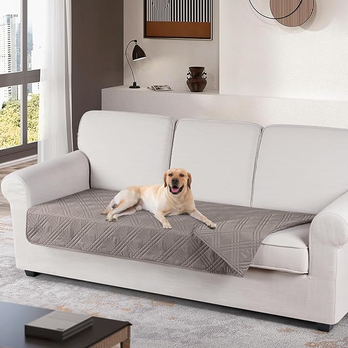 TAOCOCO 100% Waterproof Sofa Cushion Cover Reversible Couch Seat Cover for Dogs Pets Couch Cover for Chaise Sectional Sofa U Shape Furniture Protector Sofa Slipcover(Sofa, Light Brown) by TAOCOCO