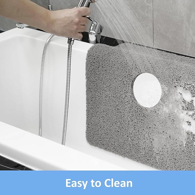 Square Shower Mat, 24''X24'' Super Non Slip Shower Mats for Inside Shower, Soft PVC Loofah Bath Mat Without Suction Cups for Tub, Quick-Dry, Easy Clean Bathroom Floor Accessories, Grey - Image 7