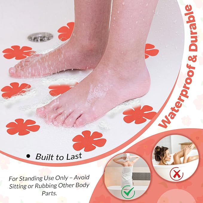 S&X Non Slip Bathtub Stickers,Pack of 12 PCS Lucky Flower Shower Floor Non Slip Stickers –Comfortable Grip On Slipper Surfaces - Image 5