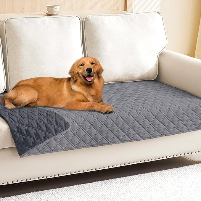 Smiry Waterproof Dog Bed Cover Pet Blanket, Soft Washable Dog Blanket for Furniture Bed Couch Sofa Reversible, Checkered (30"x90", Grey/Dark Grey) by Smiry