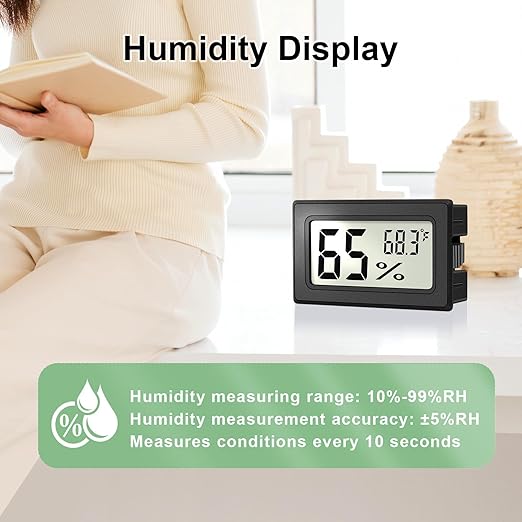 6-Pack Mini Hygrometer Indoor Humidity Meter, Mini Digital Thermometer Humidity Gauge Meter, Indoor Thermometer Hygrometer Monitor Fahrenheit (℉) for Reptile Thermostat, Jars Reptile, Fridge - Image 3