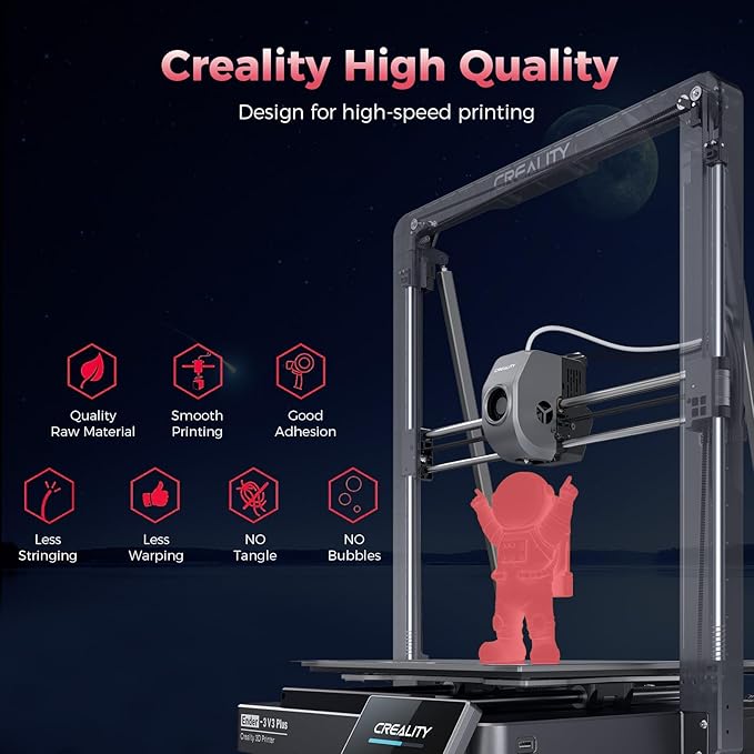 Creality 3D Luminous PLA Printer Filament, Halloween Decor, Glow in The Dark Filament, Best with UV Lamps, 1.75mm, Fit Most FDM 3D Printers, 1kg Spool(2.2lbs), Pink - Image 3
