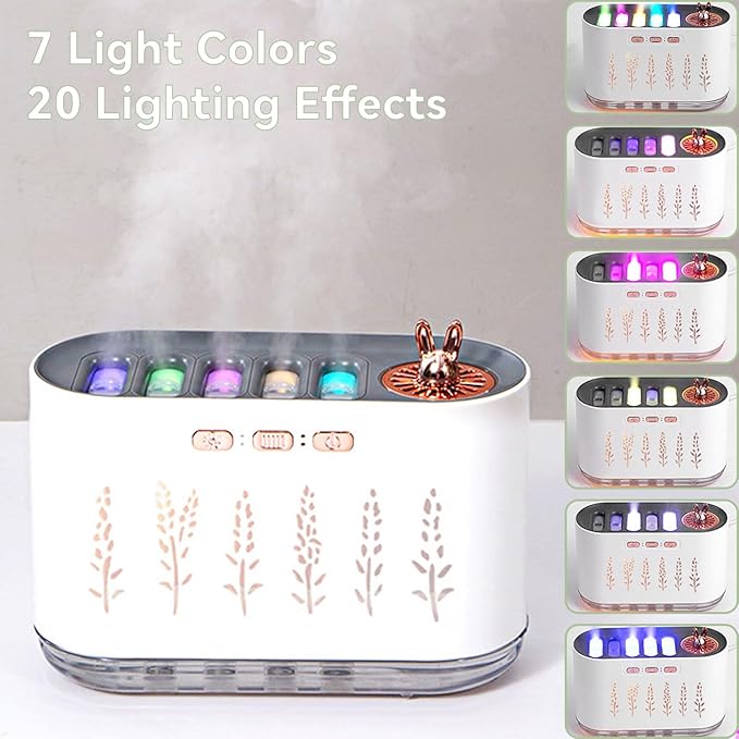 5 Nozzle Cool Mist Humidifier, Music-Sensing Humidifier Diffuser with 20 Color LED Light, 700ML Essential Oil Diffuse, Auto Shut-Off, Aroma Diffusers Humidifiers for Bedroom Home Office (Green) - Image 4