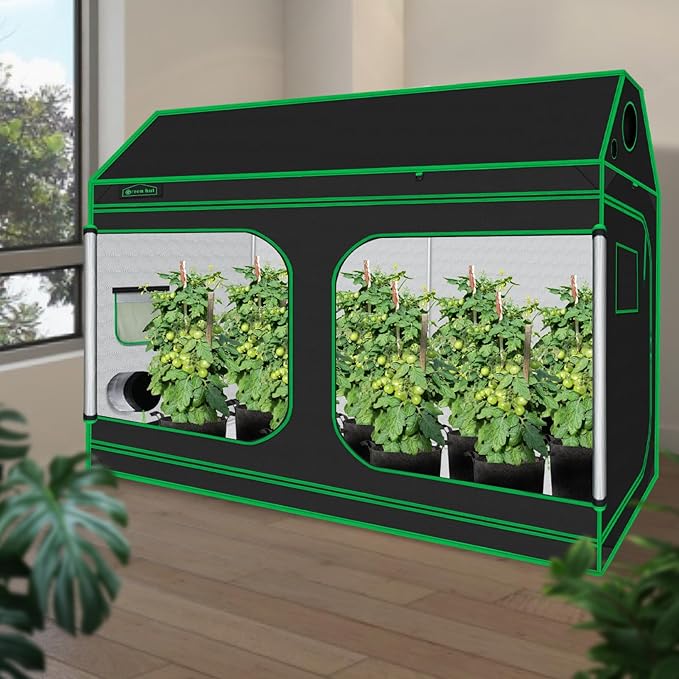 96"x48"x72" Roof Cube Grow Tent with Observation Windows, Lightproof, Mylar Hydroponic Tent with Floor Tray for Indoor Plant Growth - Image 2