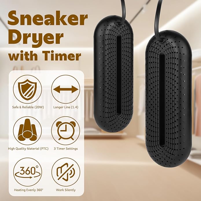 Scienbeauty Electric Shoe Dryers, Portable Boots Dryer Machine with 3/6/9 Hours Timer, Drying for Footwear, Socks, Ski Boots - Image 2