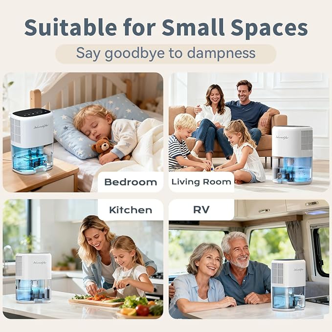 Small Dehumidifier for Home 44OZ Quiet with Auto Off & Defrost 5 Timers 3 modes 10 Color Lights 3 Brightness 260 Sq.ft Portable Dehumidifiers for Basement Bedroom Bathroom RV Closet - Image 7