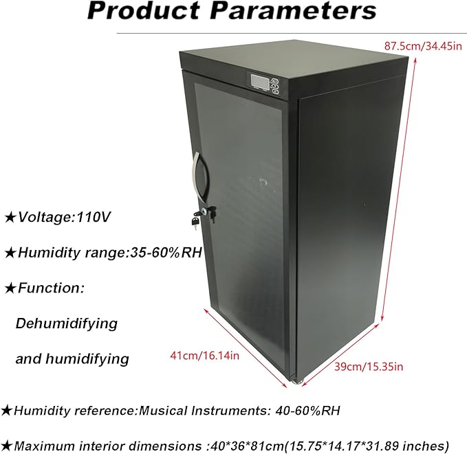 INTBUYING Musical Instrument Storage Dry Cabinet Electronic Dehumidifier Cabinet 35-60% RH Dual Humidity Control 110V Digital Display Lockable for Bass Violin Guitar Viola Erhu Pipa - Image 3