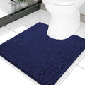 Smiry Luxury Chenille Toilet Rugs U-Shaped 20x20, Soft Absorbent Non-Slip Contour Bathroom Rugs for Toilet, Machine Washable Contoured Bath Mats, Navy Blue by Smiry