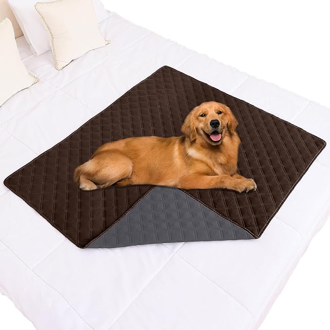 Smiry Waterproof Dog Bed Cover Pet Blanket, Soft Washable Dog Blanket for Furniture Bed Couch Sofa Reversible, Checkered (40"x50", Chocolate/Dark Grey) by Smiry