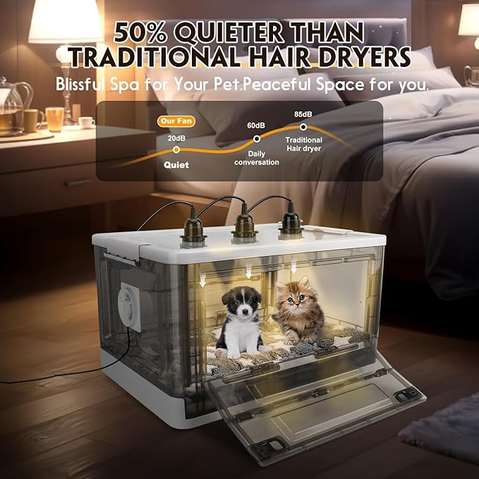 Puppy Incubator with Heating - 2026 New Puppy Incubators, Temperature Control & Quiet Ventilation, Kitten Incubators, Incubator for Puppies with 3Heat Lamp (23"x17"x14") - Image 5