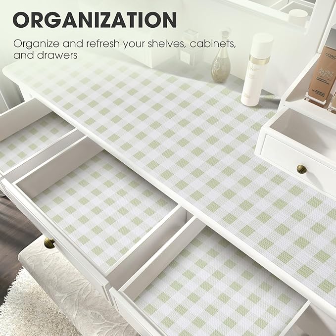 Drawer and Shelf Liner, Non-Slip Kitchen Cabinet Liners Non-Adhesive Thick Strong Grip Waterproof Washable Mats Protect Dresser Shelves Cupboard Bathroom Cabinets, Sage Green, 12 in X 10 FT - Image 6