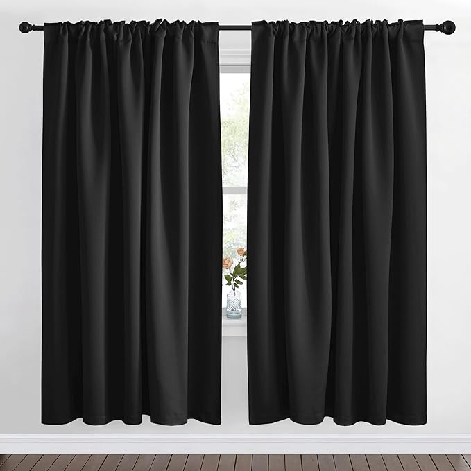 NICETOWN Halloween Black Out Panels for Bedroom - (Black Color) W70 x L72, 1 Pair, Curtains for Sliding Glass Door, Soundproofing Room Darkening Blackout Curtains for Bedroom/Doorway Living Cabin - Image 2