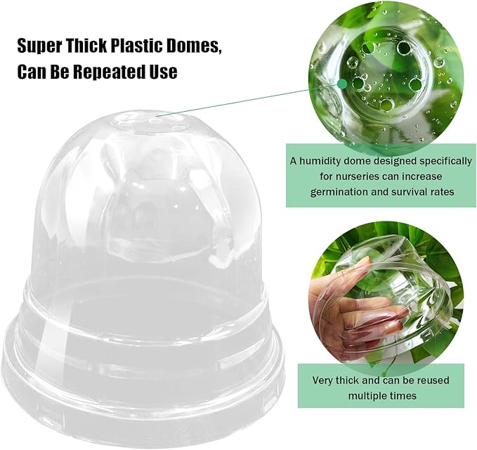 Transparent Nursery Pots 3.5Inch with Humidity Domes for Seeds Starting, Clear Plastic Plant Pots with Drainage Holes (3.54Inch, 40Pcs,Clear Pots with Lids) - Image 6