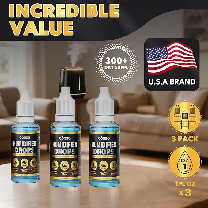 Premium Humidifier Drops - Concentrate, Eliminates Scaling & Residue, Extends Humidifier Life, Freshens Water for All Models, 300+ Day Supply, 3PK - Image 5