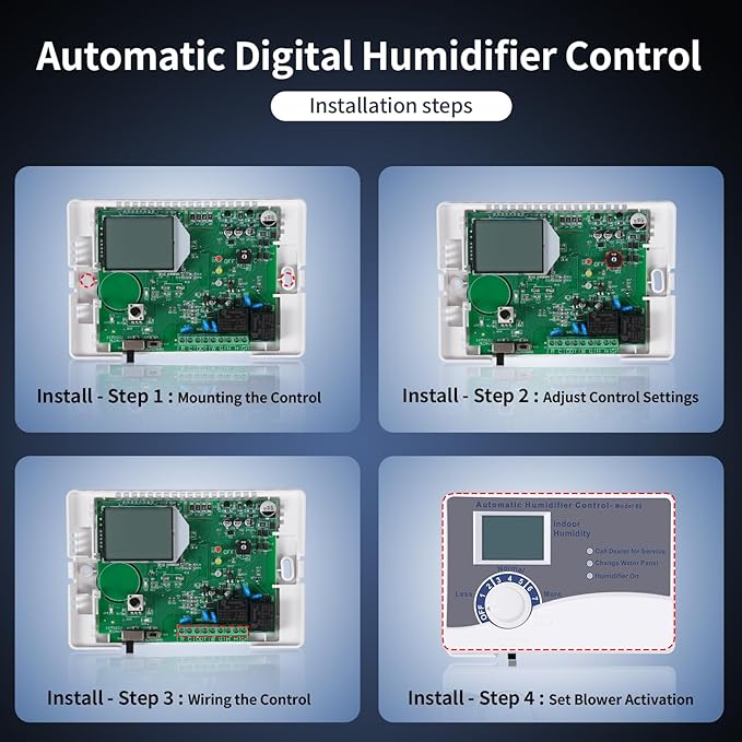 60 Humidifier Control Humidistat with Outdoor Temperature Sensor compatible with AprilAire 400 500 600 700 Series Whole Home Dehumidifiers Replacement for AprilAire 60, 24VAC Digital Wall Mount - Image 6