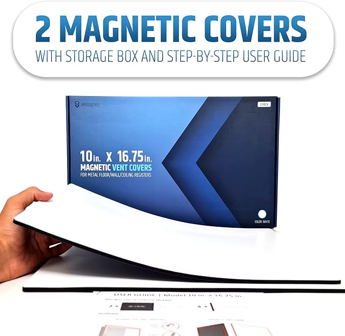 Powerful Magnetic Vent Covers (2-Pack) That Will Never Fall Off (Upgraded Design) - for Sealing Floor/Wall/Ceiling Registers of Width 9.25" to 10", Length 15.25" to 16" | Vent Not Included | White - Image 7