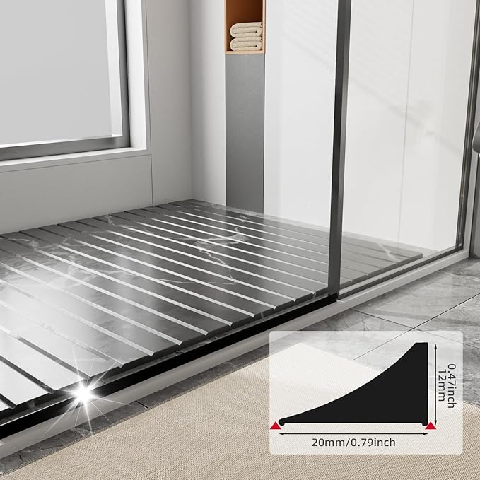 67 Inch Selfadhesive Shower Threshold Water Dam Barrier Silicone Waterproof Shower Dam Water Stopper Bathroom and Kitchen Water Seal Strip Guard for Dry and Wet Separation(Transparent) - Image 2