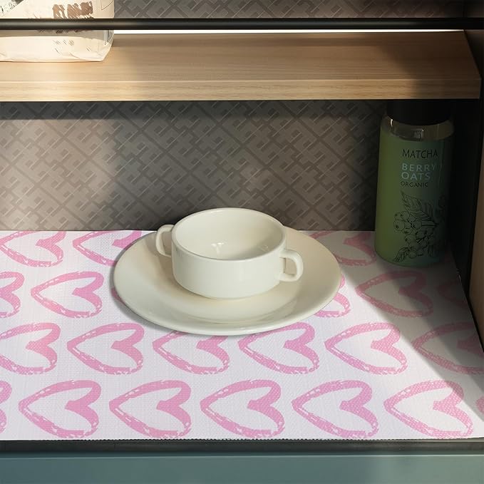Pink Heart Drawer Liner for Cabinets, Shelf Liner Non-Adhesive and Strong Non-Slip Cabinet Drawer Liners for Kitchen,Table,Bookshelves,Waterproof Cupboard Liners,12IN x 10FT - Image 9