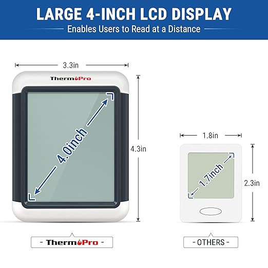 ThermoPro TP55 Digital Indoor Hygrometer Thermometer, 4-Inch Temperature/Humidity Monitor with Touchscreen and Backlit, Indoor Room Thermometer/Humidity Meter for House Home Greenhouse - Image 4