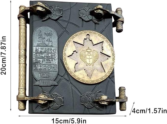 Book of the Dead Decorative Box - Egyptian Mummy Prop Replica with Hidden Storage Compartment, Resin Crafted Collectible (7.87x5.9x1.57 inches) - Image 2