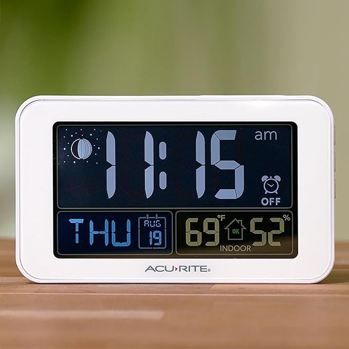 AcuRite Intelli-Time Digital Alarm Clock for Bedroom with USB Charger, Indoor Temperature and Humidity for Heavy Sleepers (13040CA) - Image 5