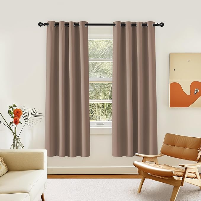 NICETOWN Room Darkening Curtain for Living Room - Energy Saving Thermal Insulated Grommet Room Darkening Curtain/Drape for Bedroom (1 Panel, 46 by 72, Cappuccino) by NICETOWN