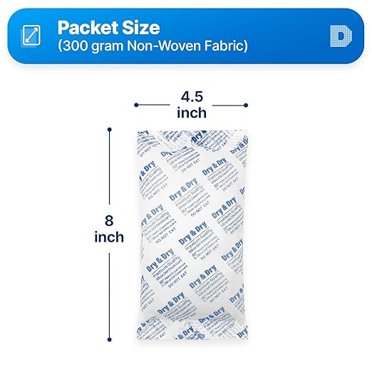 Dry & Dry 300 Gram [60 Packet] Silica Gel Packets, Desiccant Packs, Silica Gel - Rechargeable Silica Packets, Silica Gel Packs - Image 6