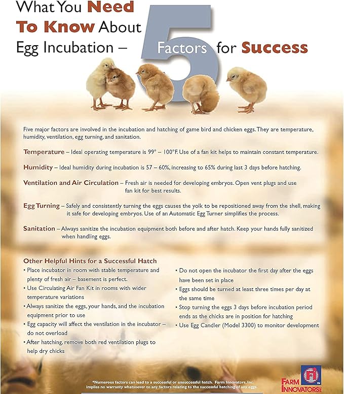 Farm Innovators Model 2450 Pro Series Digital Circulated Air Egg Incubator with Automatic Egg Turning and Humidity Control, 41 Egg Capacity - Image 7