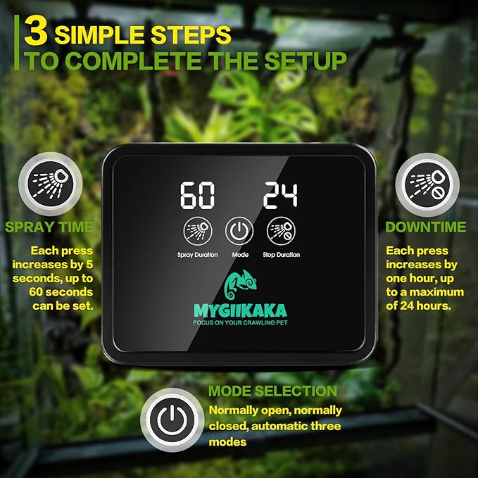 Reptile Smart Mister, Reptile Humidifiers Misting System Automatic with Timer, Terrariums Humidifier with 360°Adjustable Misting Nozzles, Spray Kit for Rainforest Plants Amphibian - Image 2