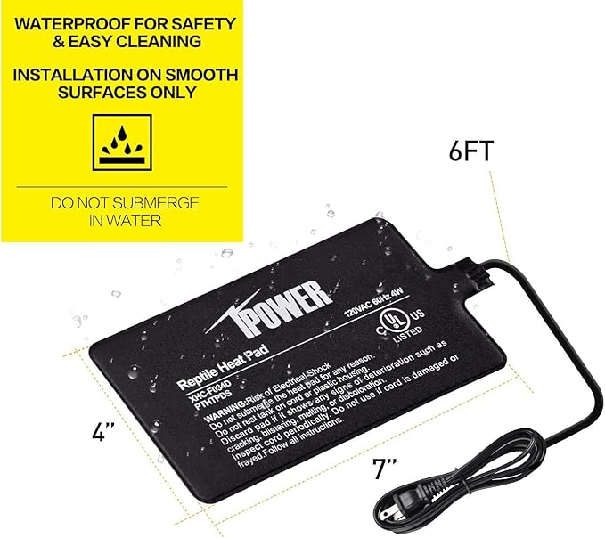 iPower 4"x7" Reptile Heat Mat Under Tank Terrarium Heater Warmer Heating Pad, Digital Thermometer and Hygrometer with Temperature and Humidity Probe for Amphibian Pet and Small Animals - Image 4