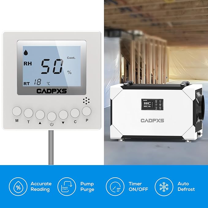 CADPXS Remote Controller for Remois X70 / XP70 / X125 / XP125 / X145 / XP145 Basement/Crawl Space Dehumidifier - Digital Humidity & Temperature Control, 25ft Cable, Adapt The Humidity Level - Image 3