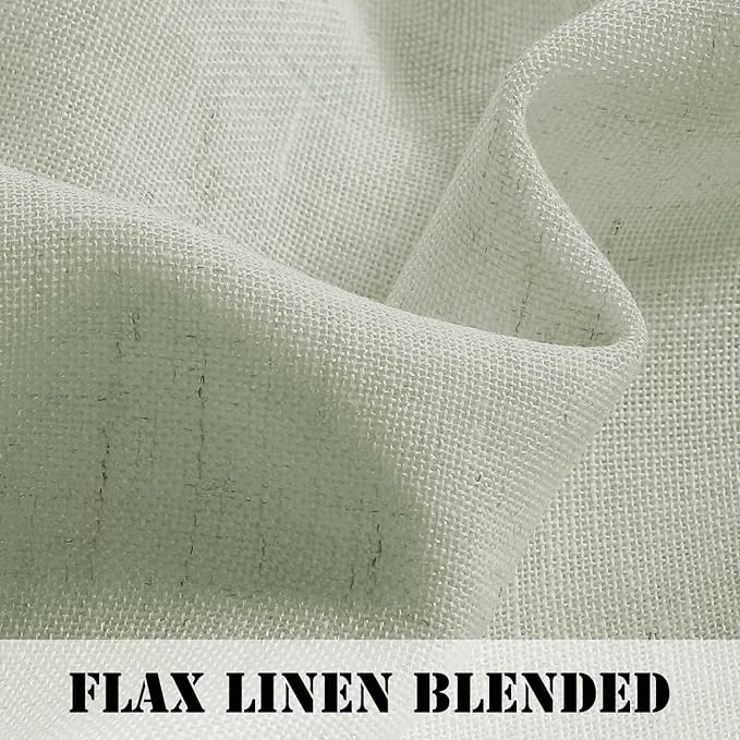 H.VERSAILTEX Sage Linen Curtains 108 Inches Long for Living Room 2 Panel Set Rod Pocket Top Drapes Light Weight Cotton Textured Semi Sheer Curtain for Large Window Patio Door Vertical 9 FT Tall - Image 4