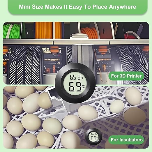 4-Pack Mini Hygrometer Thermometer Indoor Outdoor Round Humidity Meter, Small Digital LCD Monitor Thermometer Temperature Gauge Humidity Sensor (℉) or (℃) for Reptile Thermostat, Jars - Image 5